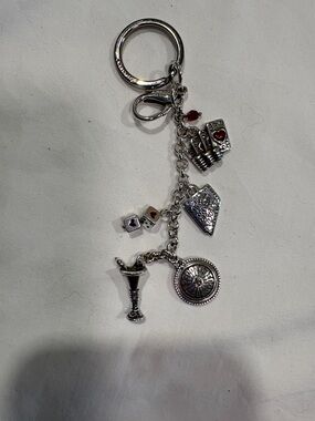 Brighton Las Vegas Nevada Silver Multi-Charm Keychain with Red Accents
